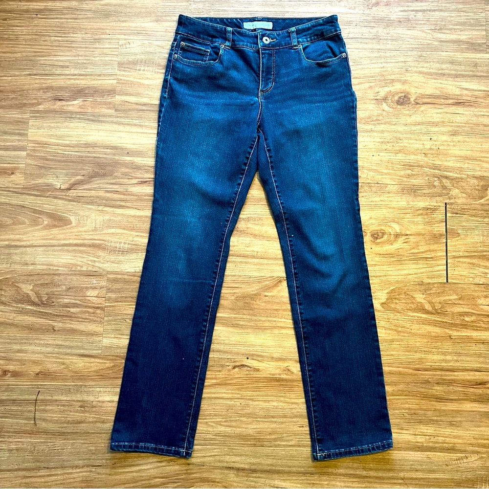 CHICO'S Platinum Denim Jeans Size .05 Small Blue Straight Leg Jeans